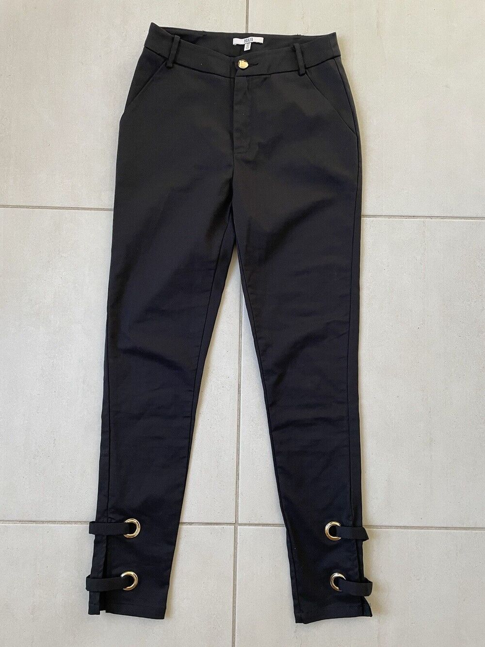 Asilio Revolve Pants High Rise Skinny Grommet Tie Hem